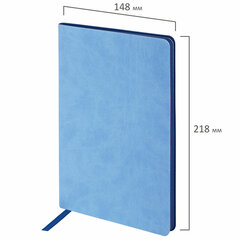 Блокнот А5 (148&times;218 мм), BRAUBERG &laquo;Metropolis Mix&raquo;, под кожу, 80 л., клетка, голубой, 111040