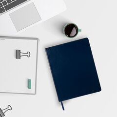 Тетрадь БОЛЬШОЙ ФОРМАТ (200&times;252 мм) В5, BRAUBERG &laquo;Metropolis Extra&raquo;, под кожу, клетка, 80 л., синий, 111049