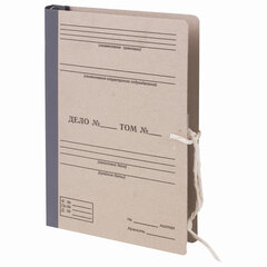 Папка архивная для переплета &laquo;Форма 21&raquo;, 40 мм, с гребешками, БУРАЯ, 4 отверстия, завязки, STAFF, 111054