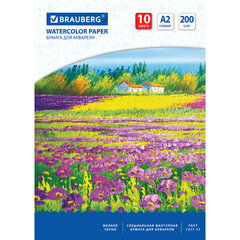 Бумага для акварели БОЛЬШАЯ А2, 10 л., 200 г/<wbr/>м<sup>2</sup>, 400&times;590 мм, BRAUBERG, &laquo;Луг&raquo;, 111062