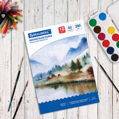 Бумага для акварели БОЛЬШАЯ А3, 10 л., 200 г/<wbr/>м<sup>2</sup>, 297&times;420 мм, BRAUBERG, &laquo;Весна&raquo;, 111063