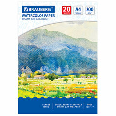 Бумага для акварели А4, 20 л., 200 г/<wbr/>м<sup>2</sup>, BRAUBERG, &laquo;Летний день&raquo;, 111073