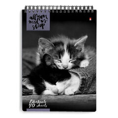 Блокнот А5, 40 л., гребень, ламинированный картон, клетка, Альт, &laquo;Кошки&raquo;, (5 видов), 3-40-462