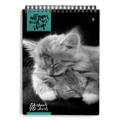 Блокнот А5, 40 л., гребень, ламинированный картон, клетка, Альт, &laquo;Кошки&raquo;, (5 видов), 3-40-462