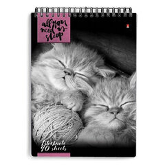 Блокнот А5, 40 л., гребень, ламинированный картон, клетка, Альт, &laquo;Кошки&raquo;, (5 видов), 3-40-462