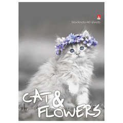 Блокнот МАЛЫЙ ФОРМАТ А6, 40 л., гребень, ламинированный картон, клетка, Альт, &laquo;Котята&raquo;, (5 видов), 3-40-028