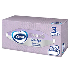 Салфетки косметические 90 штук в картонном боксе, 3-слойные, ZEMMA/ZEWA Deluxe Design, 284201