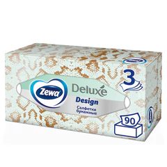 Салфетки косметические 90 штук в картонном боксе, 3-слойные, ZEMMA/ZEWA Deluxe Design, 284201