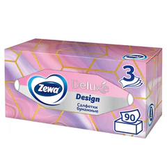 Салфетки косметические 90 штук в картонном боксе, 3-слойные, ZEMMA/ZEWA Deluxe Design, 284201