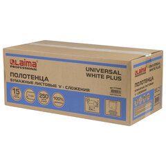 Полотенца бумажные 250 шт., LAIMA (H3) UNIVERSAL WHITE PLUS, 1-слойные, белые, КОМПЛЕКТ 15 пачек, 23&times;23, V-сложение, 111343