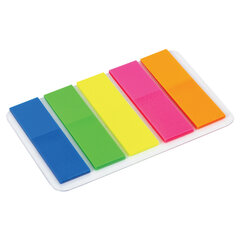 Закладки клейкие неоновые ЮНЛАНДИЯ, 45&times;12 мм, 100 штук (5 цветов х 20 листов), на пластиковом основании, 111354