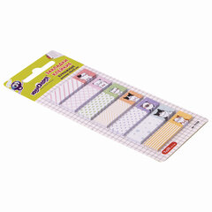 Закладки клейкие ЮНЛАНДИЯ бумажные &laquo;Котики&raquo;, 45&times;12 мм, с печатью, 140 штук (7 цветов х 20 листов), 111358