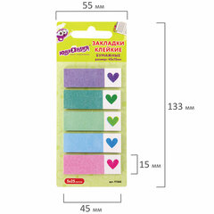 Закладки клейкие ЮНЛАНДИЯ бумажные &laquo;Сердечки&raquo;, 45&times;15 мм, 125 штук (5 цветов х 25 листов), 111360