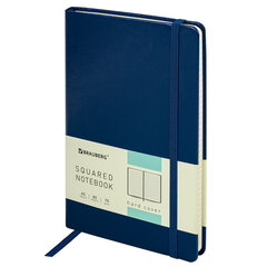 Блокнот А5 (148&times;218 мм), BRAUBERG &laquo;Metropolis Special&raquo;, под кожу, 80 л., резинка, клетка, синий, 111574