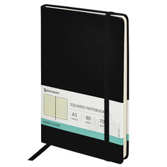 Блокнот А5 (148&times;218 мм), BRAUBERG &laquo;Metropolis Special&raquo;, под кожу, 80 л., резинка, клетка, черный, 111577