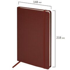 Блокнот А5 (148&times;218 мм), BRAUBERG &laquo;Metropolis Special&raquo;, под кожу, 80 л., резинка, клетка, коричневый, 111578