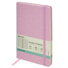 Блокнот А5 (148&times;218 мм), BRAUBERG &laquo;Metropolis Special&raquo;, под кожу, 80 л., резинка, клетка, розовый, 111579