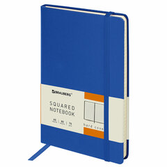 Блокнот А5 (148&times;218 мм), BRAUBERG &laquo;Metropolis&raquo;, балакрон, 80 л., резинка, клетка, синий, 111582