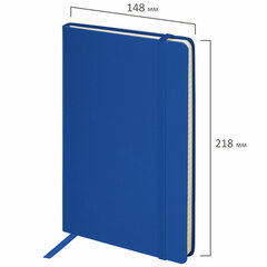 Блокнот А5 (148&times;218 мм), BRAUBERG &laquo;Metropolis&raquo;, балакрон, 80 л., резинка, клетка, синий, 111582