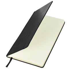 Блокнот А5 (148&times;218 мм), BRAUBERG &laquo;Metropolis&raquo;, балакрон, 80 л., резинка, клетка, черный, 111585