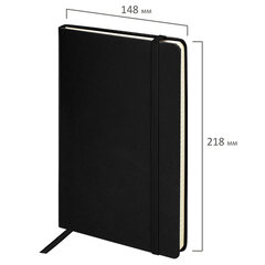 Блокнот А5 (148&times;218 мм), BRAUBERG &laquo;Metropolis&raquo;, балакрон, 80 л., резинка, клетка, черный, 111585