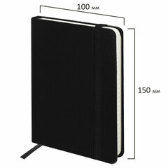 Блокнот МАЛЫЙ (100&times;150 мм) А6, BRAUBERG &laquo;Metropolis&raquo;, балакрон, резинка, клетка, черный, 111589