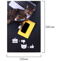 Блокнот А5 (135&times;206 мм), 80 л., твердый, выборочный лак, клетка, STAFF, &laquo;Милый котик&raquo;, 111603