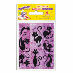 Закладки для книг с магнитом &laquo;ГЛАМУР&raquo;, набор 6 шт., блестки, 25&times;196 мм, ЮНЛАНДИЯ, 111640