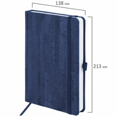 Ежедневник недатированный А5 (138&times;213 мм) BRAUBERG &laquo;Wood&raquo;, кожзам, резинка, 136 л., синий, 111674