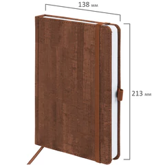 Ежедневник недатированный А5 (138&times;213 мм) BRAUBERG &laquo;Wood&raquo;, кожзам, резинка, 136 л., коричневый, 111676