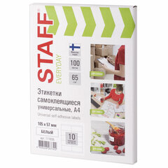 Этикетка самоклеящаяся 105&times;57 мм, 10 этикеток, 65 г/<wbr/>м<sup>2</sup>, 100 л., STAFF &laquo;EVERYDAY&raquo; (сырье Финляндия), 111836