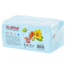 Салфетки бумажные 250 штук, 24&times;24 см, LAIMA, синие (пастельный цвет), 100% целлюлоза, 111951