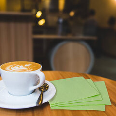 Салфетки бумажные, 250 шт., 24&times;24 см, LAIMA, зеленые (пастельный цвет), 100% целлюлоза, 111952