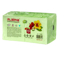 Салфетки бумажные, 250 шт., 24&times;24 см, LAIMA, зеленые (пастельный цвет), 100% целлюлоза, 111952