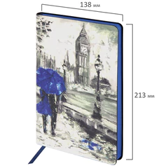 Ежедневник недатированный А5 (138&times;213 мм), BRAUBERG VISTA, под кожу, гибкий, 136 л., &laquo;London&raquo;, 111993