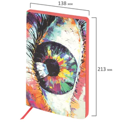 Ежедневник недатированный А5 (138&times;213 мм), BRAUBERG VISTA, под кожу, гибкий, 136 л., &laquo;Eye&raquo;, 112004