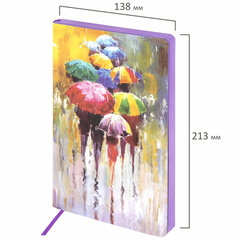 Ежедневник недатированный А5 (138&times;213 мм), BRAUBERG VISTA, под кожу, гибкий, 136 л., &laquo;Watercolour rain&raquo;, 112005