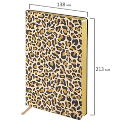 Ежедневник недатированный А5 (138&times;213 мм), BRAUBERG VISTA, под кожу, гибкий, 136 л., &laquo;Leopard&raquo;, 112038