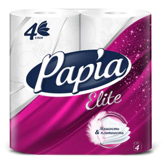 Бумага туалетная быт., спайка 4 шт., 4-слойная (4х14,8 м), PAPIA DELUXE/ELITE, белая
