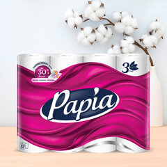 Бумага туалетная бытовая, спайка 12 шт., 3-слойная (12&times;16,8 м), PAPIA, белая