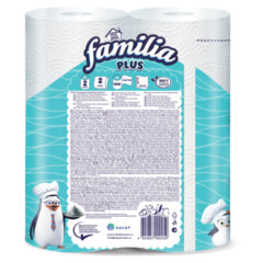 Полотенца бумажные бытовые, спайка 2 шт., 2-слойные (2&times;12 м), FAMILIA, 22,7&times;12 см, белые