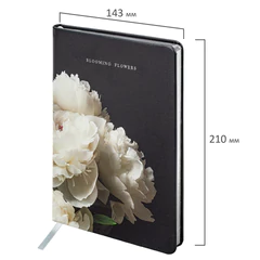 Блокнот А5 (143&times;210 мм), BRAUBERG VISTA &laquo;Bloom&raquo;, под кожу, твердый, срез фольга, 80 л., 112071