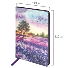 Блокнот А5 (143&times;210 мм), BRAUBERG VISTA &laquo;Violet&raquo;, под кожу, гибкий, 80 л., 112074