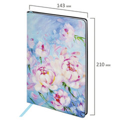 Блокнот А5 (143&times;210 мм), BRAUBERG VISTA &laquo;Pink flowers&raquo;, под кожу, гибкий, срез фольга, 80 л., 112075