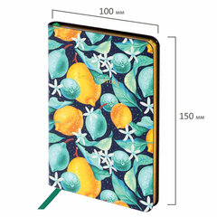 Блокнот МАЛЫЙ ФОРМАТ (100&times;150 мм) А6, BRAUBERG VISTA &laquo;Lemon Story&raquo;, под кожу, гибкий, срез фольга, 80 л., 112096