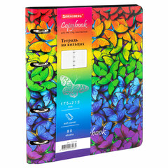 Тетрадь на кольцах А5 (180&times;220 мм), 80 листов, под кожу, клетка, тиснение фольгой, BRAUBERG VISTA, Butterflies,112128