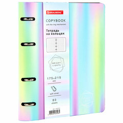 Тетрадь на кольцах А5 (180&times;220 мм), 80 листов, под кожу, клетка, тиснение фольгой, BRAUBERG VISTA, Gradient, 112131