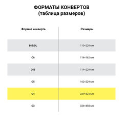 Конверты С4 (229х324 мм), клей, 90 г/м2, КОМПЛЕКТ 250 шт., внутренняя запечатка, 71205