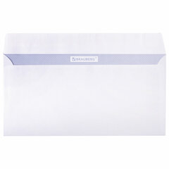 Конверты Е65 (110&times;220 мм), отрывная лента, внутренняя запечатка, КОМПЛЕКТ 100 шт., BRAUBERG, 112193