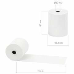 Чековая лента ТЕРМОБУМАГА 80 мм (диаметр 62 мм, длина 60 м, втулка 12 мм) КОМПЛЕКТ 6 шт., BRAUBERG, 112355